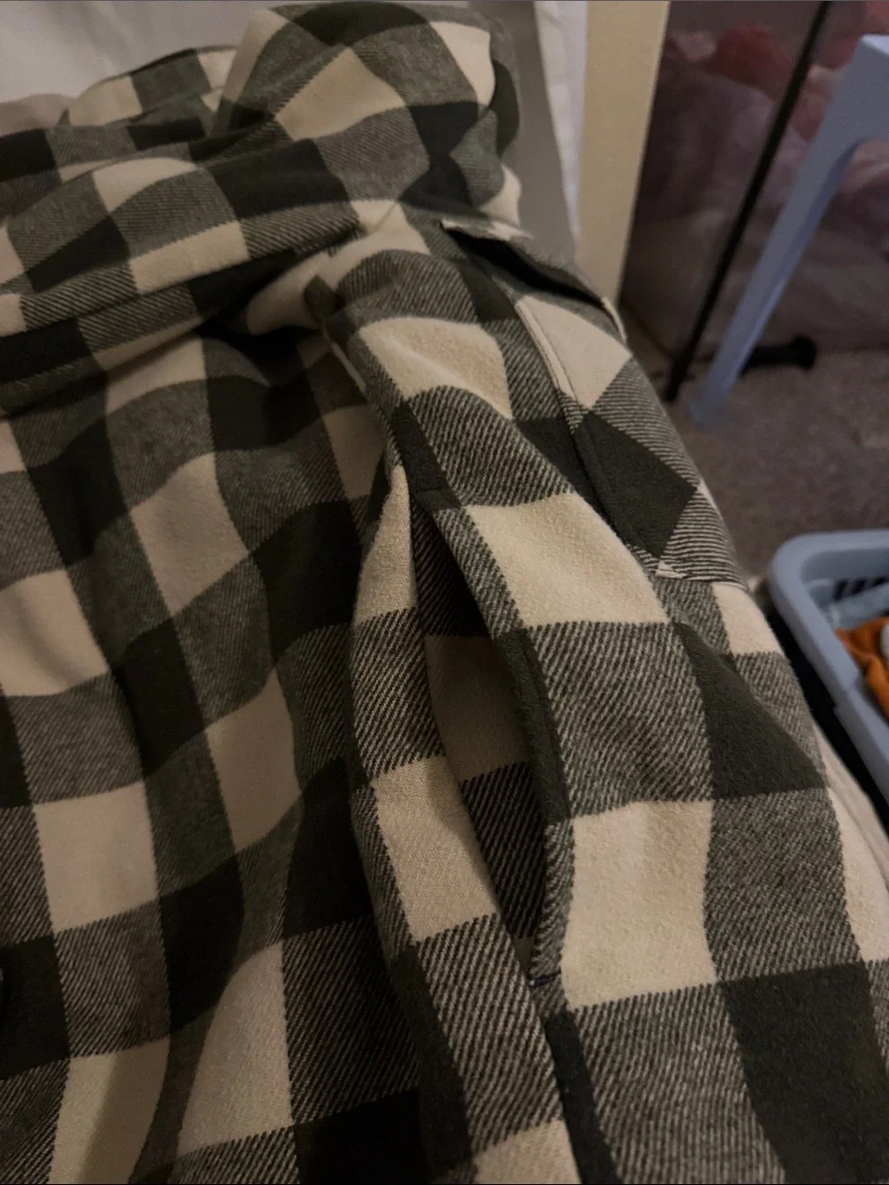 BDG Black and Cream Plaid Quilted Field Shirt Jacket